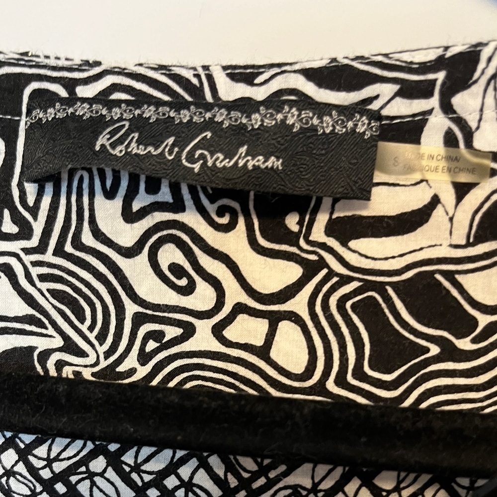 Robert Graham Beaded Black White Tunic Top S - Picture 6 of 11